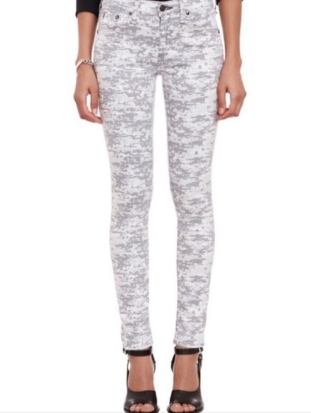rag & bone Women's Skinny Jeans in Light Gray Digital Camo Sz 29
